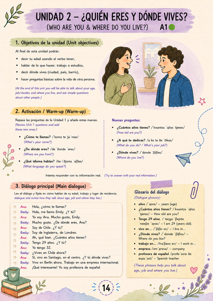 Unit 2 Spanish workbook preview