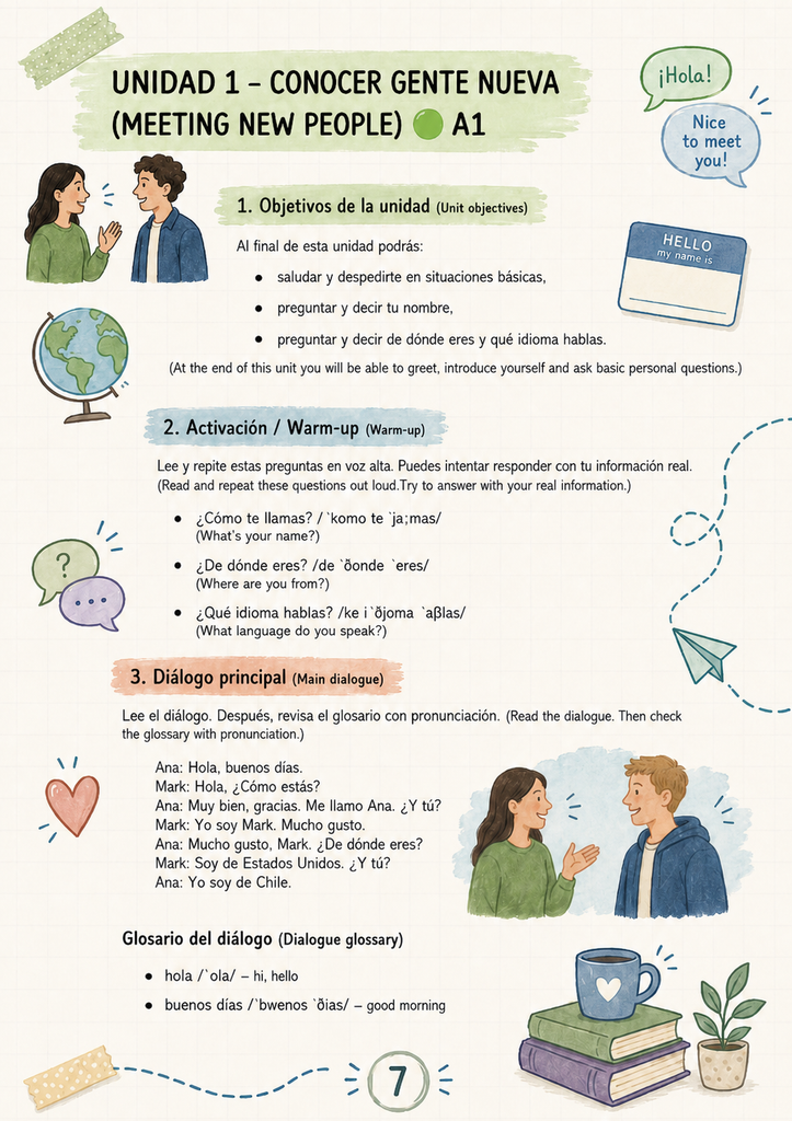 Unit 1 Spanish workbook preview